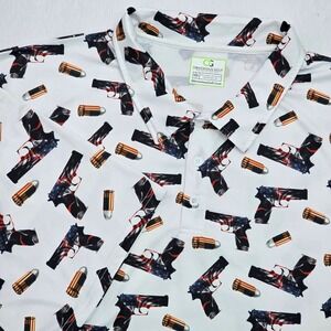 Obnoxious Golf Mens 3XL Tall Gun Bullet American Flag Performance Polo Shirt